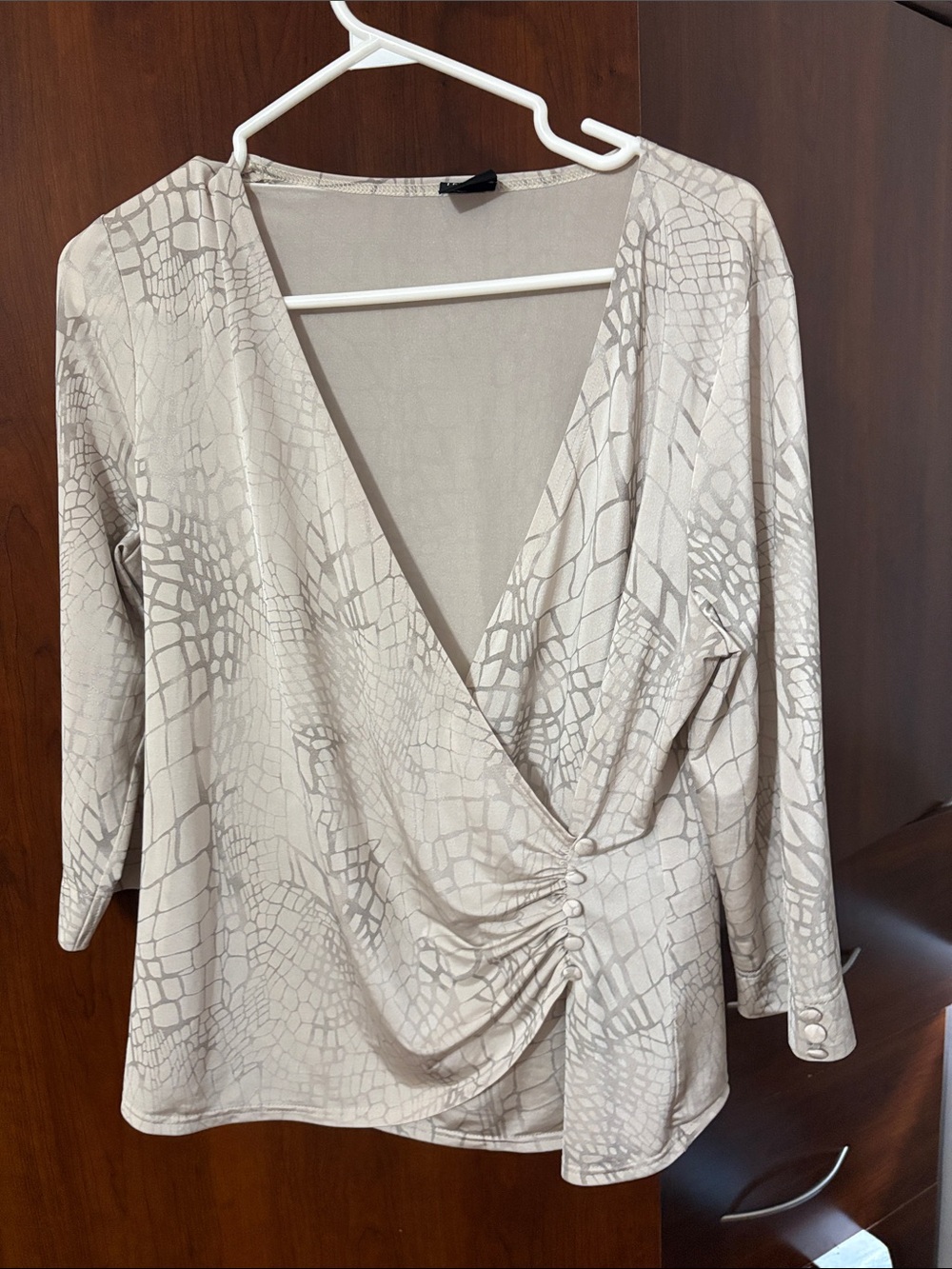 Tribal Cream Wrap Blouse size L